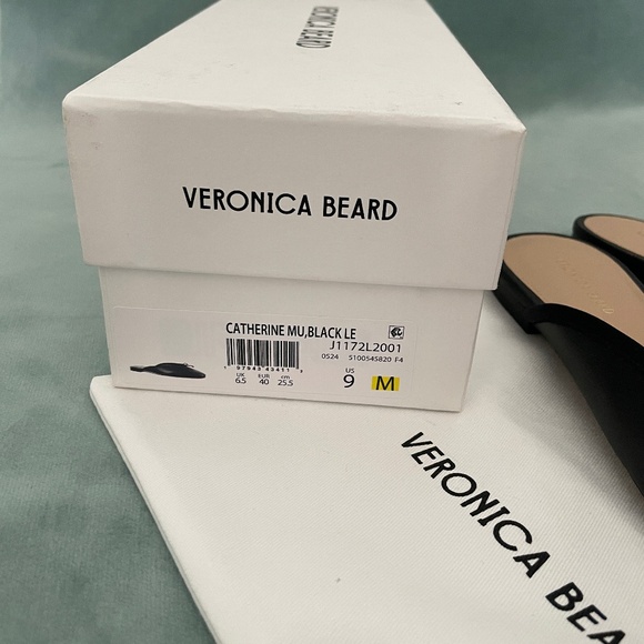 Veronica Beard Catherine Black Leather Mules Shoes US 9 $350 BNIB - Picture 6 of 11